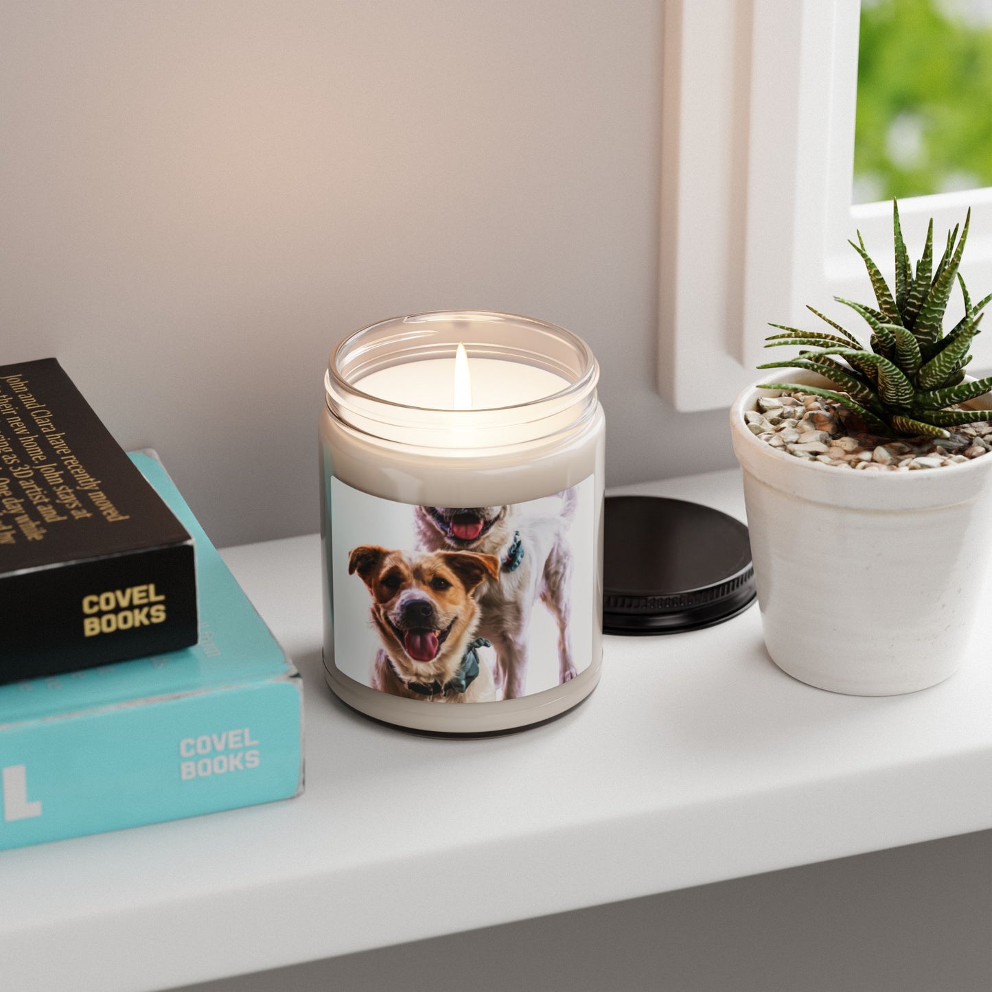 9oz Scented Soy Candle — Happy Dog Photo Jar Candle (Pet Lover Gift)