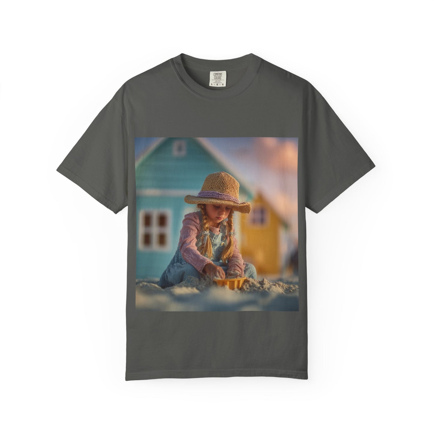 Little Girl Playing in Sand T-Shirt | Beach House Illustration