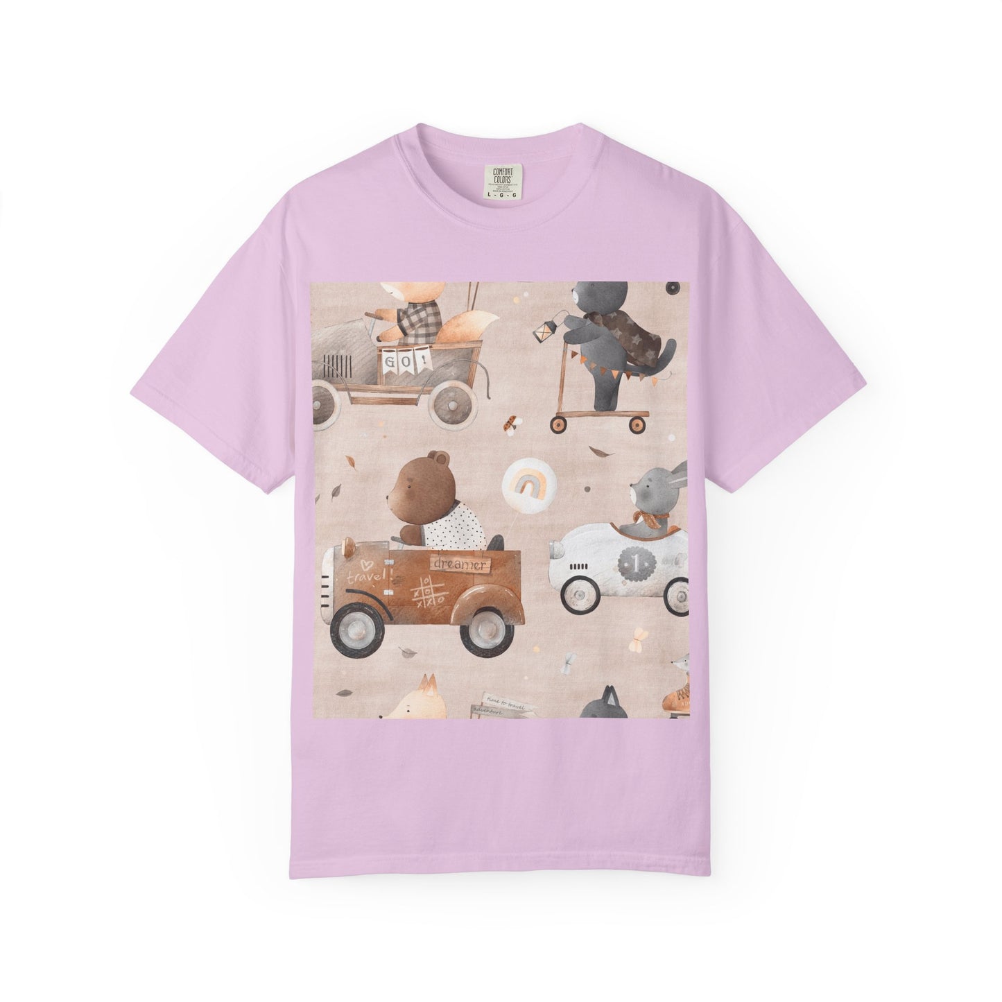 Vintage Toy Cars T-Shirt — Cute Teddy Bear Race Pattern