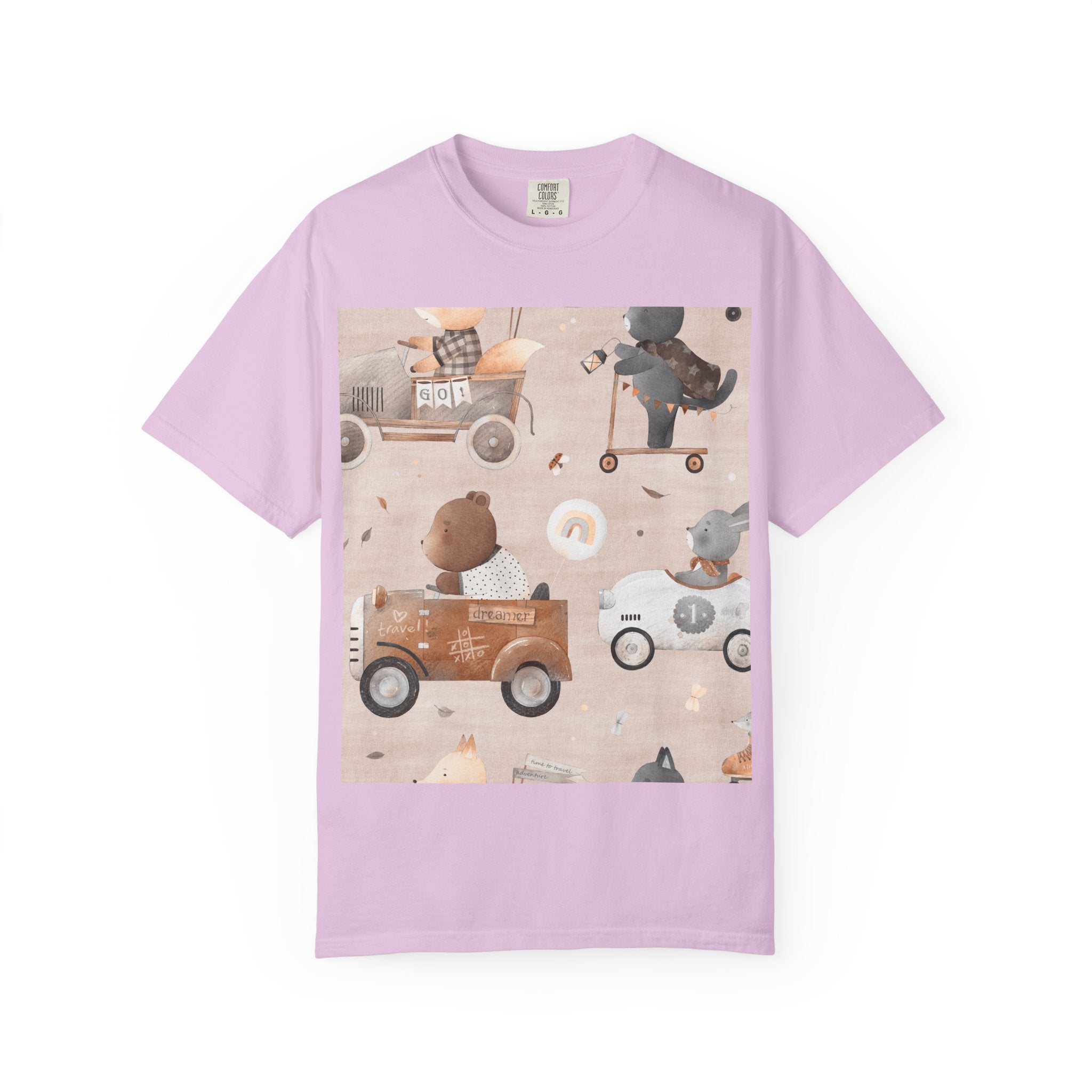 Vintage Toy Cars T-Shirt — Cute Teddy Bear Race Pattern