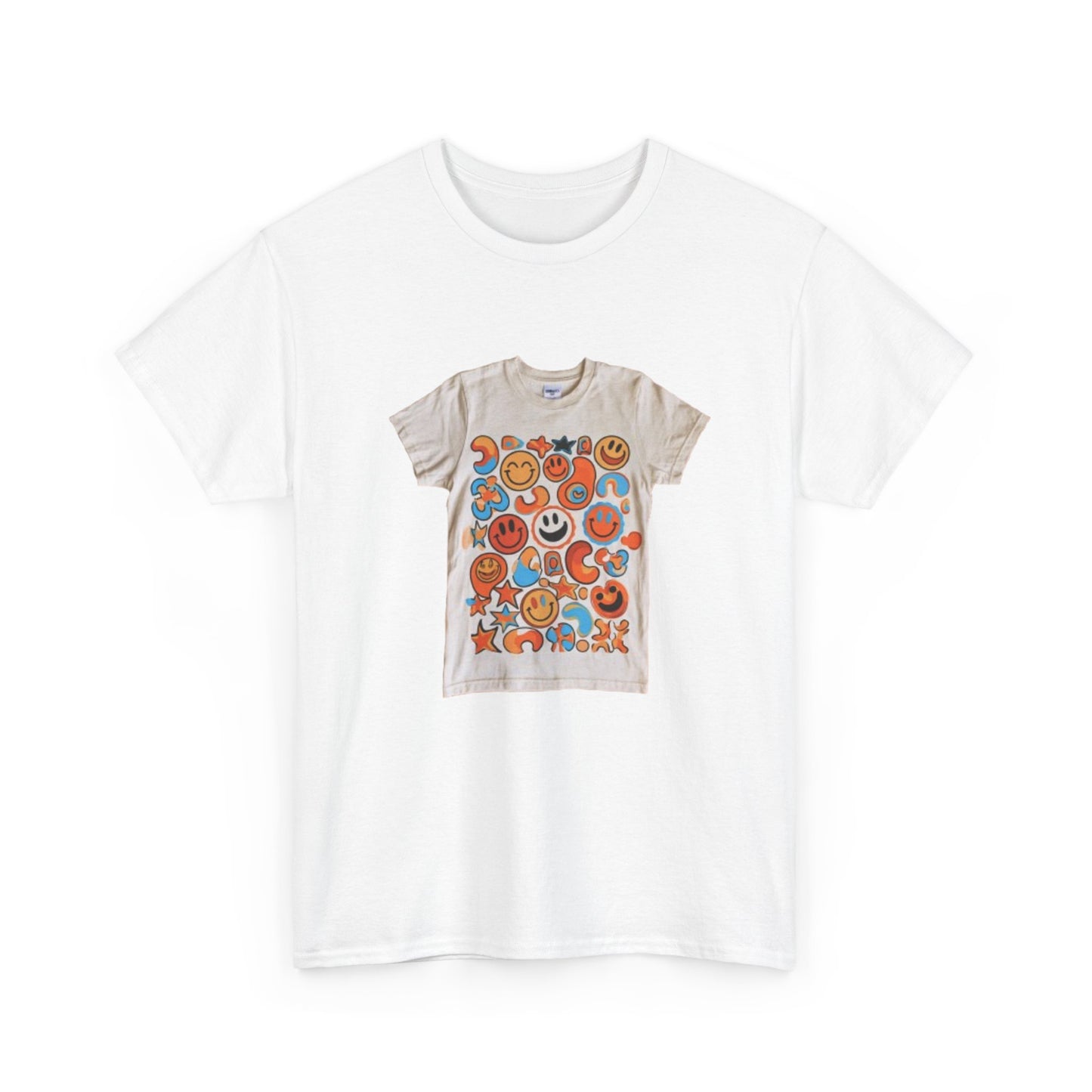Retro Smiley Faces Tee — Vintage 70s Happy Face Graphic T-Shirt