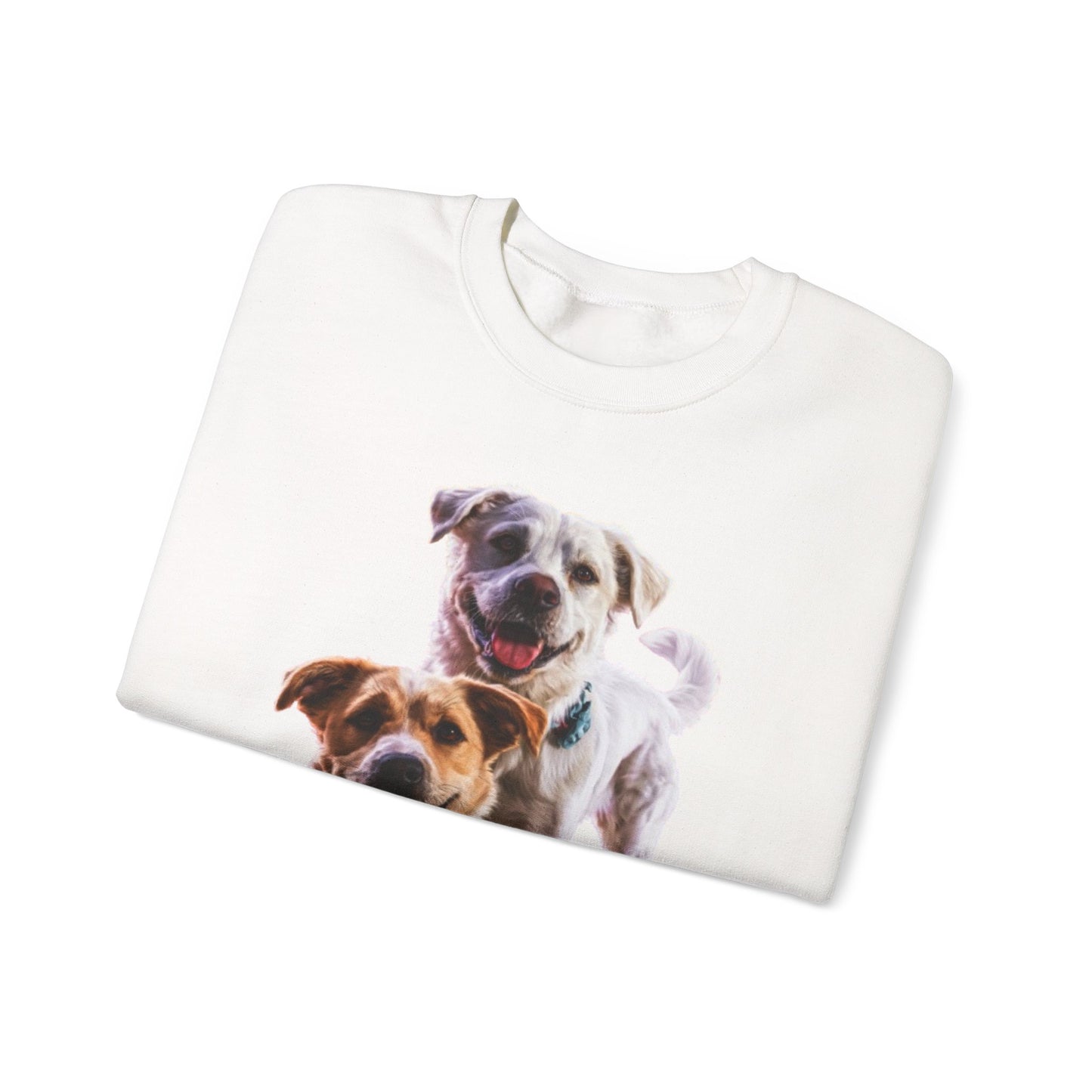 Crewneck Sweatshirt — Happy Duo Dogs Photo Print, Cute Pet Lover Gift