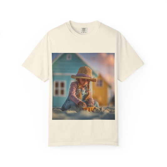 Little Girl Playing in Sand T-Shirt | Beach House Illustration