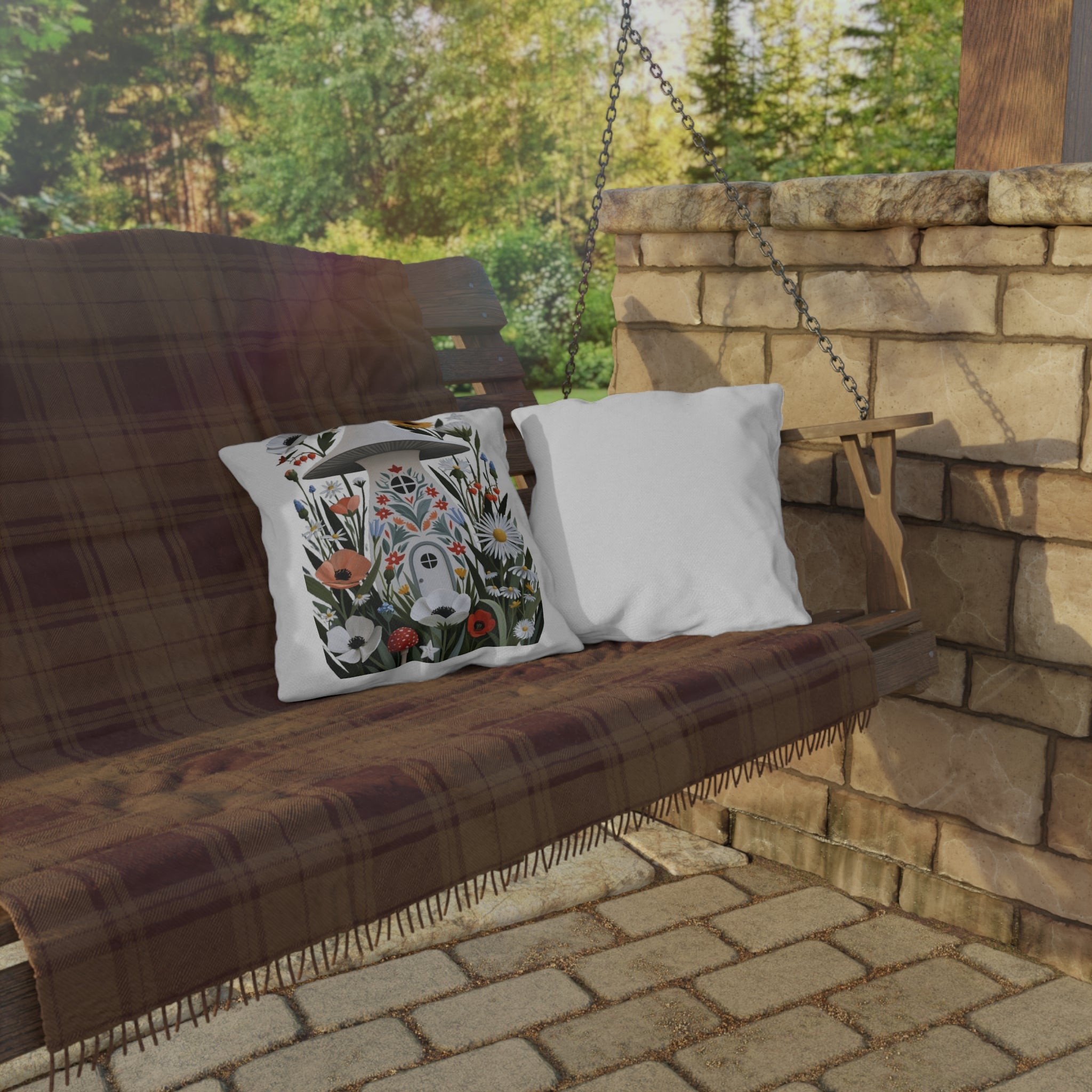 Wildflower Meadow Outdoor Pillow | Personalized Family Name Cushion