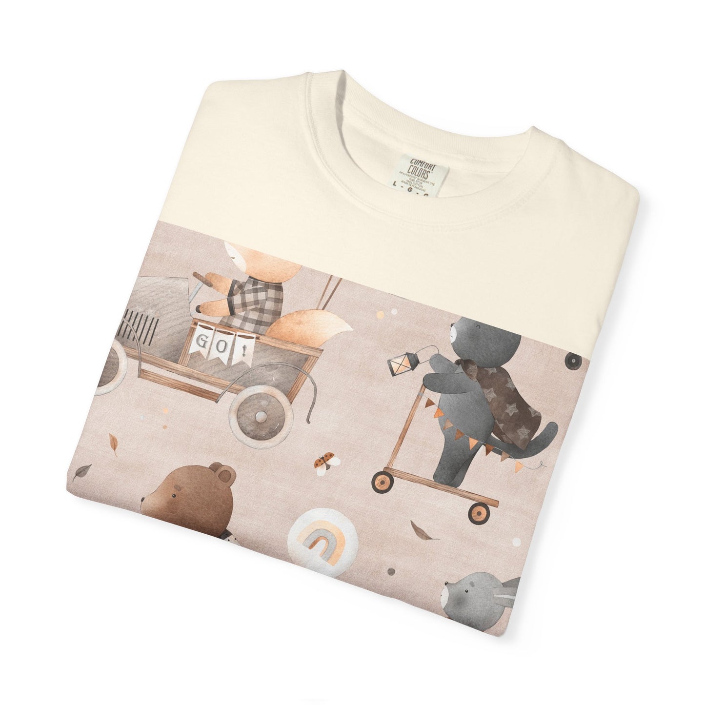 Vintage Toy Cars T-Shirt — Cute Teddy Bear Race Pattern